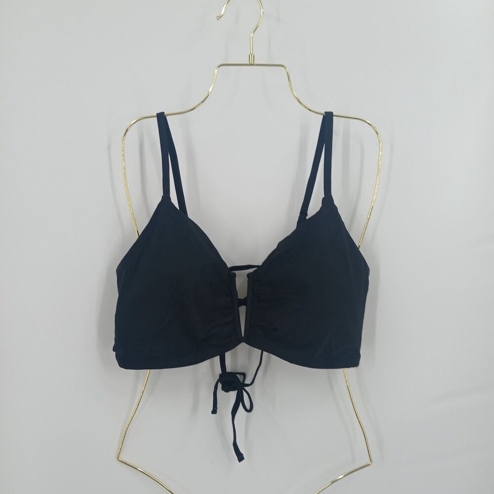 womans time and tru plus size 1X 16w-18w bikini top black swimwear bra top
